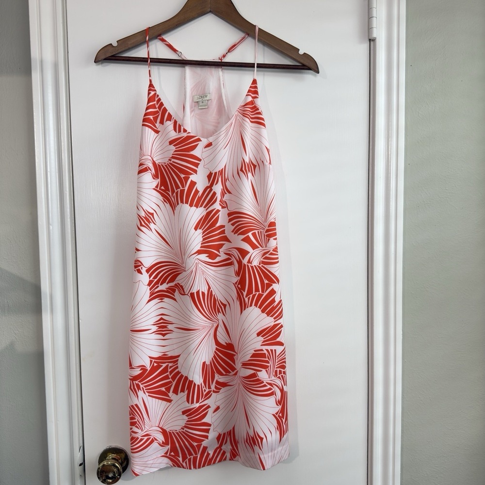 J Crew 0 Slip Dress Tropical Floral Hawaiian Resort Vacation Leafy Color Block